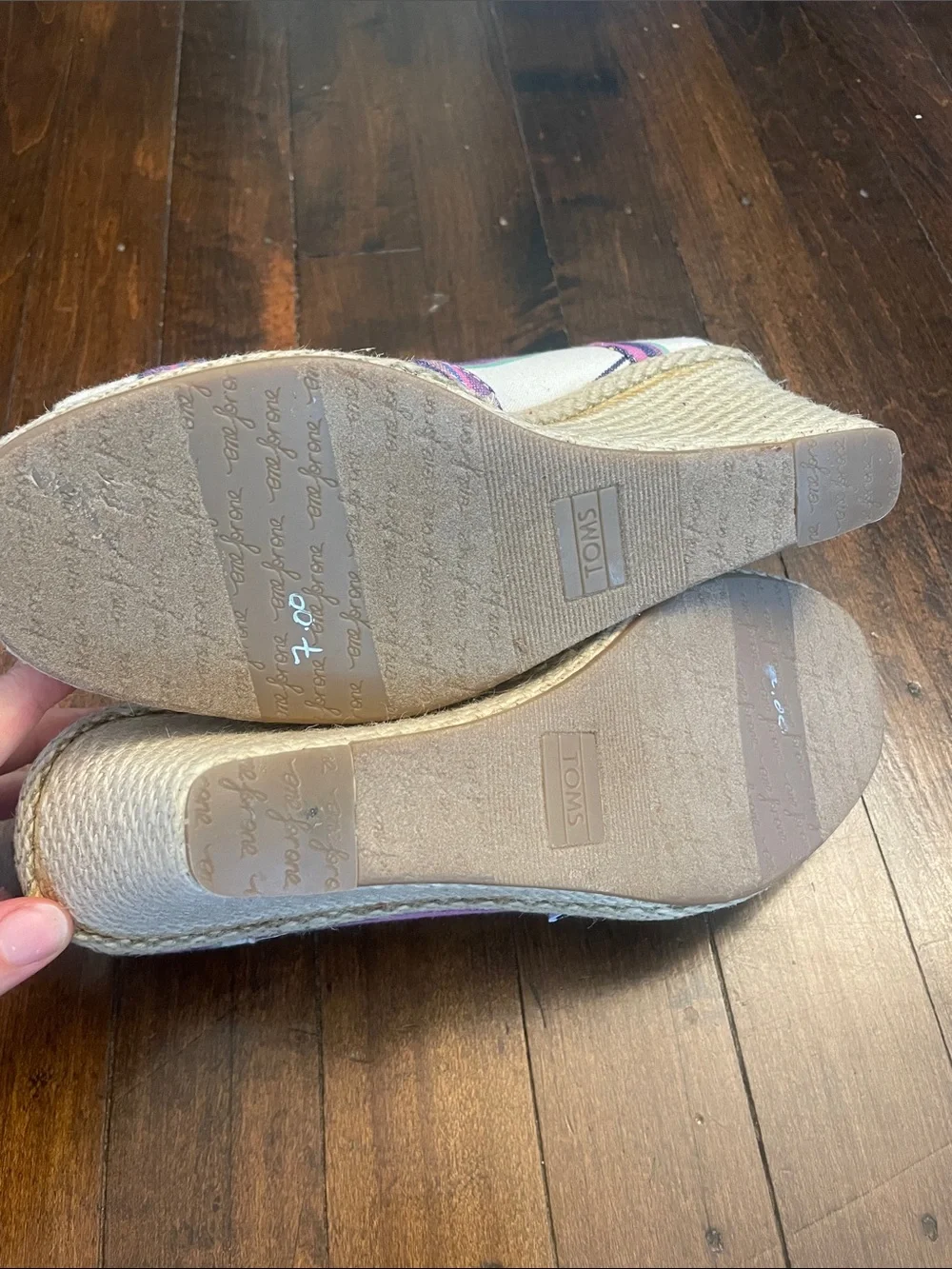 NWOT TOMS Striped Espadrille Wedges